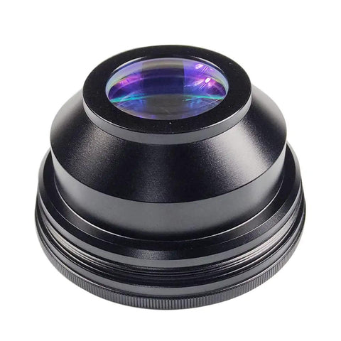 F Theta Scan Lens Field 110x110mm With 163mm Focal Length for Fiber Laser Engravers showing the front optics and M85 thread