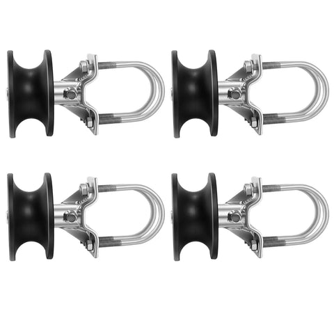 Heavy Duty Cantilever Gate Rollers Pack Of 4 Rock Solid Nylon Sliders for smooth gliding, featuring black nylon wheels and galvanized steel.