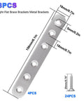 28 Piece Dang Solid Stainless Steel Flat Corner Brackets For Wood And Carpentry, No Sweat Corrosion Resistant Metal Straps With Rounded Edges shown with dimensions.
