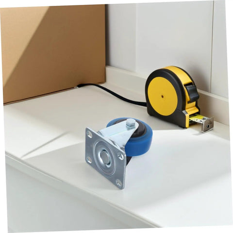 Heavy Duty 3 Inch Swivel Caster Wheels With Brake Two Pack For Furniture Transport Rolling Carts Replacement Top Plate Locking Casters Quiet Industrial TPR Wheels Easy Install Universal Swivel For Home Shop Use blue top plate caster on white surface
