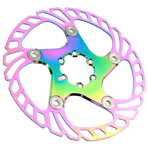 Premium Mountain Bike Disc Brake Pads 180mm with multi-colored stainless steel and aluminum alloy backing plate.