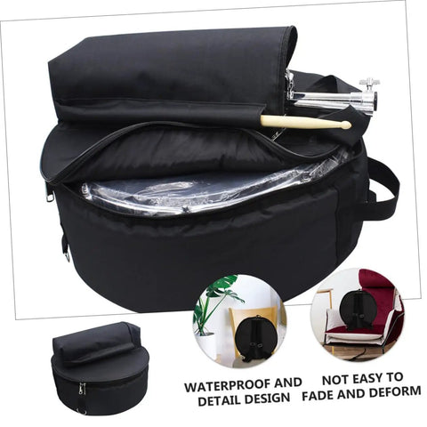 Heavy Duty Oxford Cloth Drum Gig Backpack With Rock Solid Adjustable Padded Straps And Hella Spacious Storage For Go Anywhere Drum Kit Gear And Cymbals, showing interior storage with a drumstick.