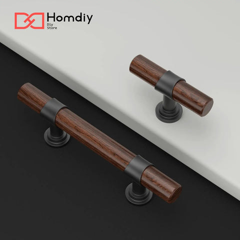 Ten Pack Three Inch Walnut Wood Grain Cabinet Pulls In Matte Black Metal Drawer Handles For Dresser And Cupboard Durable Wood Grain Finish Five Inch Total Length Three Inch Hole Centers For Easy Mounting