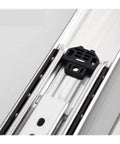 Heavy Duty 12 Inch Drawer Slides With Lock Full Extension Ball Bearing Runners close-up of steel tracks and integrated clip.