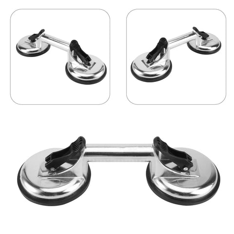 Heavy Duty Silver Glass Lifting Tool With Quick Release Handle And Safety Lock, rubber suction cups for industrial lifting.