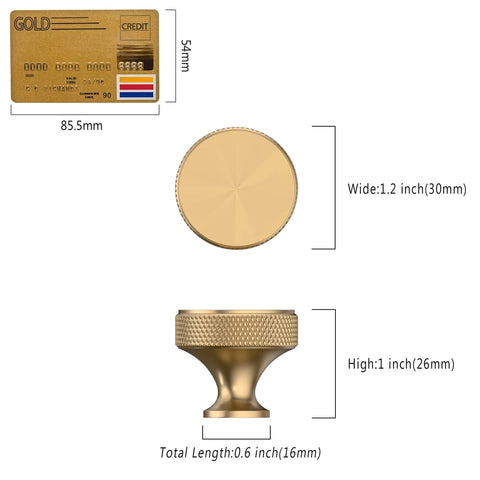 10 Pack Champagne Bronze Knurled Cabinet Knobs For Dresser Drawers Brass Cupboard Hardware For Cabinets CK0029 dimensions