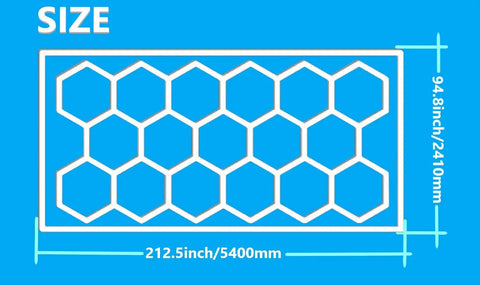 Honeycomb LED Garage Light Kit With 17 Panels And 660W Pro Grade Total Power 6500K Daylight White size diagram