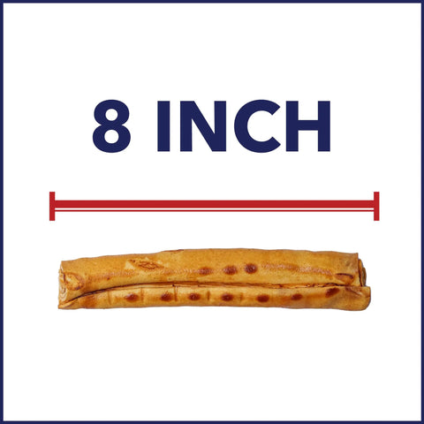 8 inch roll from 100 Percent Made In USA Beefhide 8 Inch Rolls Dog Chew Treats Chicken Flavor 15 Count Pack Perfect For Heavy Chewers