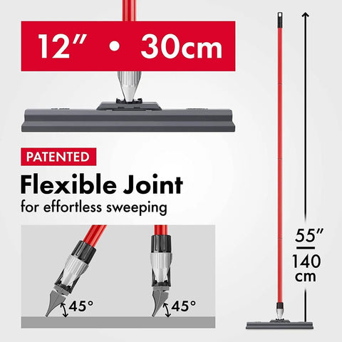 Long Reach Silicone Squeegee With 55-Inch Handle And 12-Inch Silicone Blade, 360 Degree Swivel, And Adjustable Knuckle Joint