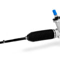 Close-up of Hydraulic Power Steering Rack And Pinion For Chevrolet Silverado 1500 And GMC Sierra 1500 2007-2013 Direct Fit Replacement Plug And Play For Smooth Steering And Durable Hydraulic System showing inner tie rod and dust boot.