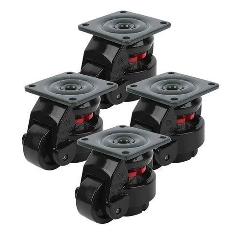 Built Tough Heavy Duty Industrial Casters With Adjustable Leveling Feet For Workbenches Smooth Rolling Ball Bearing Swivel Wheels set of four in black