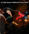 Person charging phone with Rechargeable Spotlight Flashlight With 2 Million Lumen LED IP67 Waterproof Long Running Searchlight