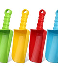 Big 9 Inch Beach Sand Shovels Set For Kids And Adults, Tough Spade And Scoop Tools in green, yellow, red, and blue