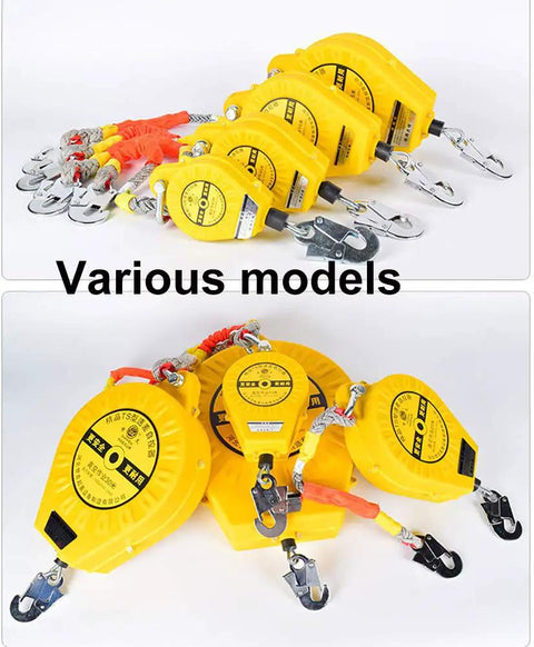 Various models of Self Retracting Lifeline For Construction On The Job Site Heavy Duty Fall Protection Yoyo Harness.