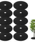 10 pack of 39 Inch Weed Barrier Mat For Your Yard And Garden Non Woven Tree Mulch Ring Protectors near tree