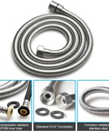 Brushed Nickel Dual Modes Brass Shower Wand High Pressure 59 inch hose detail, stainless steel and EPDM inner tube.