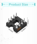 30Pcs DIP IC Socket Adapters Kit, 8 Pin, 2.54mm Pitch, Breadboard Friendly, with dimensions shown, black plastic material