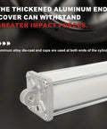 Beefy Tabletop Pneumatic Air Cylinder for Tire Changer Machine, showing aluminum alloy end cap detail on durable body.