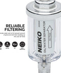 Water and Oil Separator For Air Lines Two Pack One Quarter Inch NPT Inlet And Outlet Air Tool Filter Dryer with transparent design