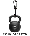 3 Inch Black Aluminum Carabiner Clips 10 Pack Dual Style D Ring And Snap Hook Keychain Carabiners holding 150 lb kettlebell