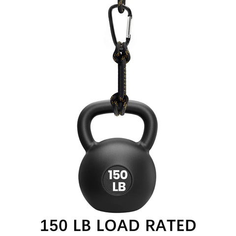 3 Inch Black Aluminum Carabiner Clips 10 Pack Dual Style D Ring And Snap Hook Keychain Carabiners holding 150 lb kettlebell