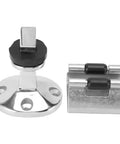 Heavy Duty 316 Stainless Steel Door Stopper With Polished Roller Design For Secure Fixation On Boats RVs Homes Yachts And Ships, featuring rubber and polished metal components.