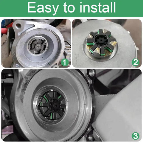 Straight Bolt Up Electric Power Steering Shaft Damper Assembly With Coupler And Spacer Built Tough Nylon visible from multiple angles, showcasing installation steps.