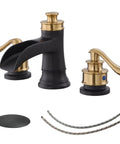 Brushed Nickel Waterfall Widespread Bathroom Faucet 8 Inch, Two Handle 3 Hole Lavatory Tap with bronze finish, supply lines included