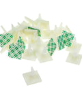 Peel And Stick 30 Piece PCB Standoffs 0.5 Inch Thick Spacers showing nylon brackets with adhesive backing for circuit board use.