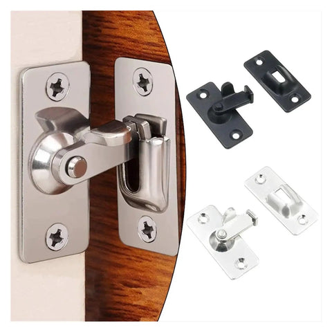 Sturdy Stainless Barn Door Latch With 90 Degree Hook Bolt For Gates Windows And Cabinets Heavy Duty Secure Lock Weather Resistant Silvery Finish
