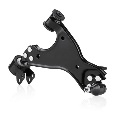 Front lower control arm with ball joint, black metal suspension component