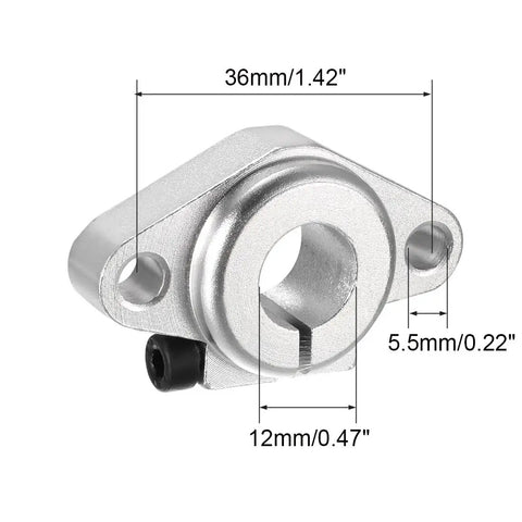 SHF12 Aluminum Linear Rod Rail Shaft Supports 4 Pack 12mm Motion Guides for CNC and 3D Printers, dimensions shown