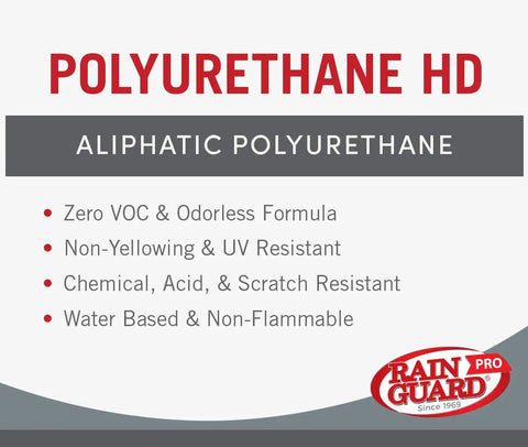 IsoFree 2 Part Polyurethane Sealer Kit For Wood, Masonry And Metal, highlighting properties and Rain Guard Pro logo.