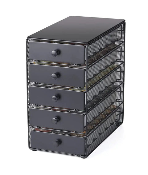 Boss Level Coffee Pod Drawer in Black Satin Finish Ideal for K Cups Up to 90 Pods, 5-Tier XXL Countertop Organizer