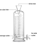 Premium Glass Cold Brew Drip Tower Coffee Maker With Spiral Cooling Tube showing inlets and outlets for smooth iced coffee.