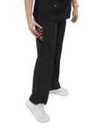 Women's High Waisted Wide Leg Yoga Style Scrub Pants Keeping You Fresh During Nightshifts With Super Comfy Stretch Premium Black Medical Nursing Uniform X Large featuring zippered pocket.