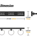 Dimensions of LED Bathroom Vanity Lights 24 Inch Black Three Light Acrylic Wall Sconces With 350 Degree Rotatable Over Mirror Mount Modern Vanity Fixture For Powder Room Lit Look.