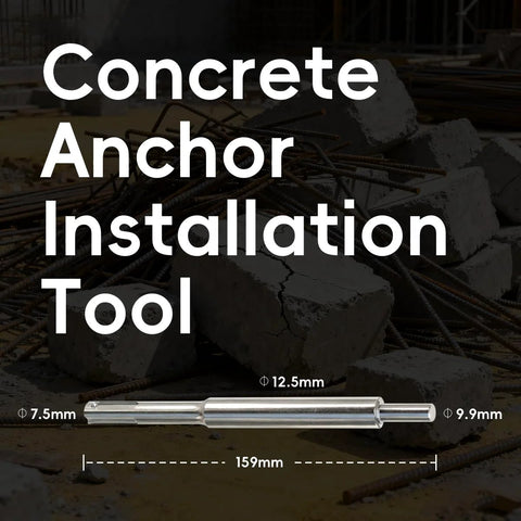 Precision SDS Plus Setting Tool For Three Eighths Inch Drop In Anchors In Concrete And Masonry Installations Compatible With Anchors shown alongside concrete and rebar