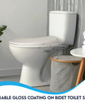 Dual Nozzle Manual Bidet Toilet Seat For Elongated Toilets with soft close lid, in modern bathroom setup, no electricity needed