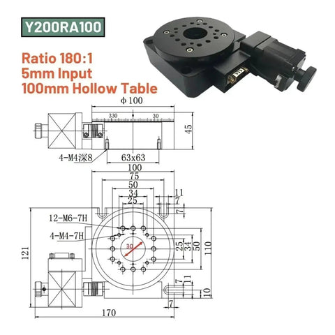 Straight Up Industrial Motorized Rotary Table With Hollow Workbench Platform And Worm Gear Reducer Positioner Running Smooth With Full 360 Spin And A No Sweat All In One Zero Point Six Nm Torque Kit Locked Tight, 100mm hollow table with motor dimensions.