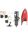 Heavy Duty Lightweight Servo Motor Upgrade For XK K110 RC Helicopter Slick Plastic Refit Parts including servos and red body panel.