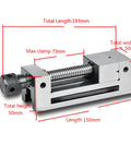 Detailed view of Jiawu 50Mm High Precision Machine Vise Grinder Clamp with dimensions shown, showcasing its sturdy construction.