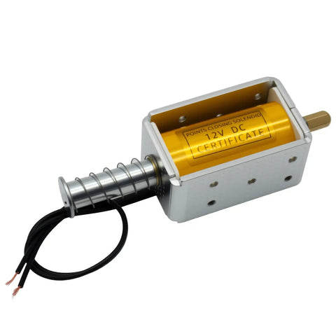 DC12V Push Pull Solenoid With 35mm Stroke, high performance linear actuator electromagnet with wired connection, side view