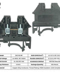 Plug And Play DIN Rail Terminal Block Kit With Aluminum Rail, 20 Pole Connectors, side view of terminal blocks, UL listed