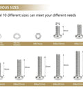 Various sizes of Stainless Steel M6 Pan Head Machine Screw Kit With Nuts And Washers, 102-Piece Assortment In 10-35mm Phillips Screws.