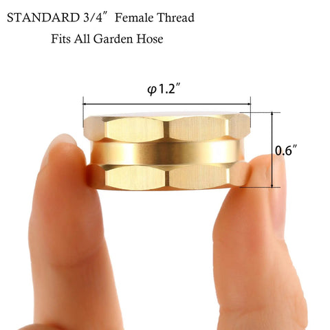 Two Pack Brass Garden Hose End Caps With Washers Three Quarter Inch Female End Cap Fits Three Quarter Inch Garden Hose Threads