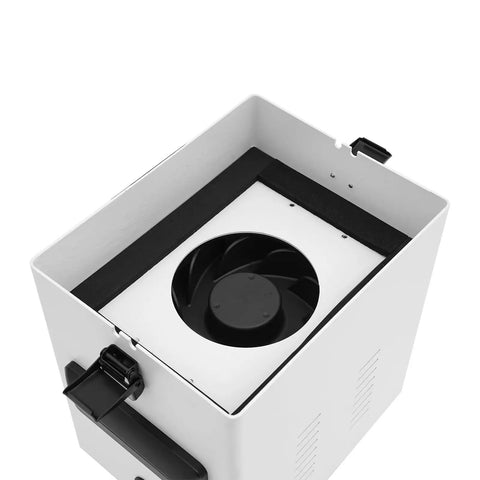 Interior view of Pro Grade Solder Fume Extractor With 3 Stage Filtration 95 Percent Smoke Capture, showing fan and filter system.