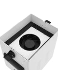Top view of Game Changing Soldering Fume Extractor Benchtop Smoke Purifier showing internal fan and HEPA carbon filter.