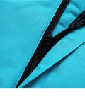 Close-up of All Terrain Snow Bibs for Men and Women with zipper detail showcasing durable ripstop shell in black large
