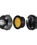 Two Pack Three Eighths Inch Air Compressor Muffler Silencer With 16mm Inlet Filter showing disassembled parts and iron shell